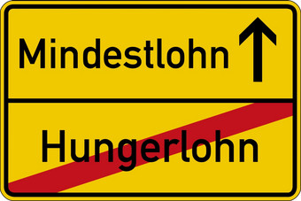 的德国单词为微薄而且最低工资基本工资而且最低工资路标志