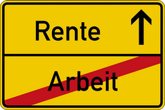 的德国单词为工作而且养老金工作而且Rente路标志