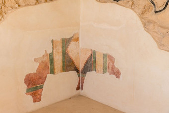 剩饭剩菜老墙绘画的废墟的古老的Masada<strong>堡垒</strong>以色列构建希律王的伟大的老前墙绘画Masada