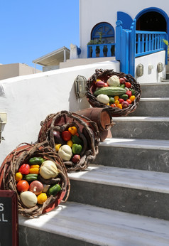 篮子与蔬菜楼梯希腊