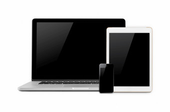 移动PC智能手机和平板电脑模型白色背景概念模型