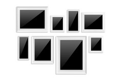 白色框架孤立的与空白黑色的白色背景与剪裁路径白色框架孤立的