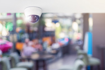 中央电视台系统安全内部餐厅监测相机安装天花板监控为保护客户餐厅概念监测和监控中央电视台