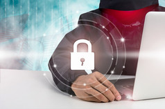安全保护从黑客与图标锁屏幕安全数据安全概念
