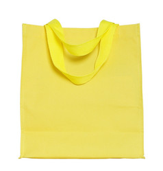 黄色的帆布购物袋孤立的白色背景与剪裁路径