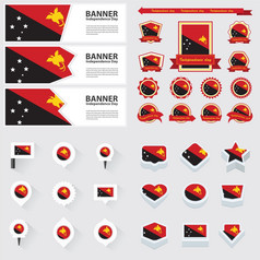 巴布亚新几内亚独立一天信息图表和标签集