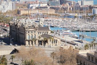空中视图的港口财富巴塞罗那西班牙空中视图的港口财富巴塞罗那西班牙