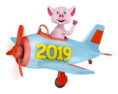 小猪飞机小猪飞机与登记白色背景