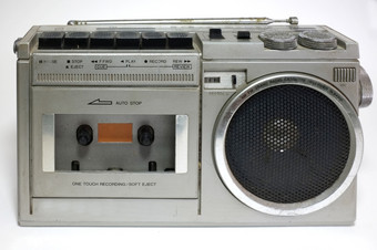 复古的爆破工盒式磁带磁带<strong>录音机</strong>孤立的白色背景