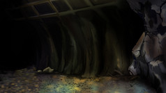 入口被遗弃的我的大洞穴数字绘画背景插图卡通风格字符入口被遗弃的我的