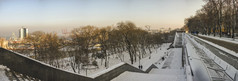 敖德萨乌克兰冬天早....primorsky大道敖德萨乌克兰全景视图冬天一天敖德萨乌克兰