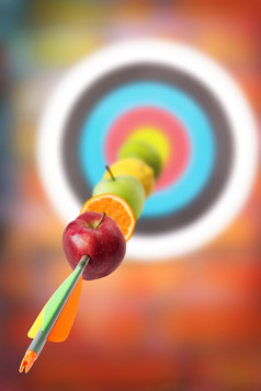 水果放置箭头的目标概念为维生素饮食