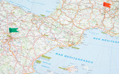 路地图欧洲与不同的笔记关于的路线