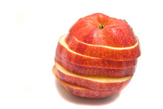 红色的苹果片白色背景