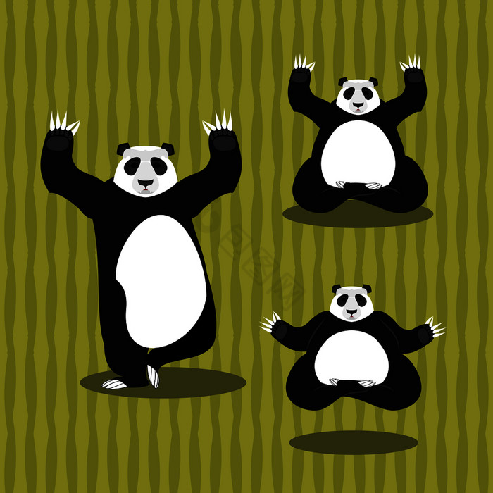 熊猫瑜伽冥想中国人熊竹子状态涅槃和启蒙运