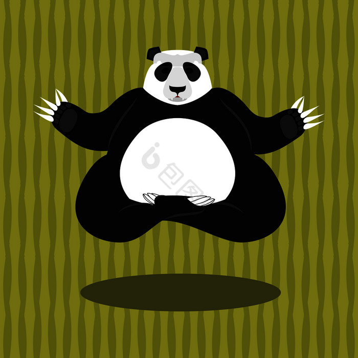 熊猫瑜伽中国人熊竹子状态涅槃和启蒙运动莲