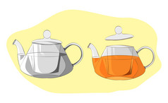 玻璃茶壶黄色的背景