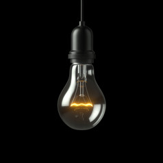 灯光灯泡插图灯光灯泡照亮黑色的工作室背景插图