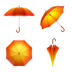 橙色秋天伞孤立的白色背景插图橙色秋天伞孤立的白色背景插图