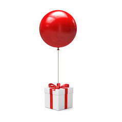 红色的气球与礼物盒子孤立的白色背景插图气球与礼物盒子