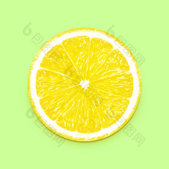 柠檬片水果孤立的绿色背景柠檬片水果