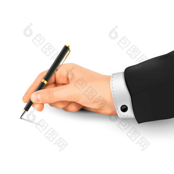 手把签名与笔向量插图孤立的白色背景手把签名与笔向量插图孤立的白色背景