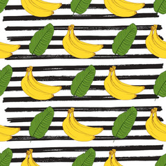 香蕉手画草图条纹无缝的模式向量插图香蕉手画草图条纹无缝的模式向量插图