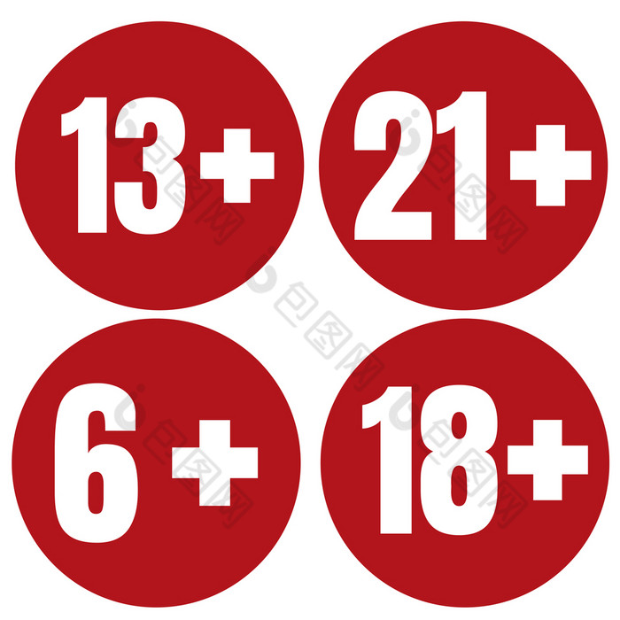 限制年龄图标红色的背景图标年龄限制平插图限制年龄图标红色的背景图标年龄限制从六个21平插图