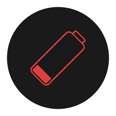智能手机细胞电话低电池图标低能源象征平插图智能手机细胞电话低电池图标低能源象征平插图红色的和黑色的