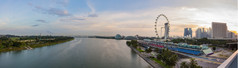 全景视图玛丽娜湾高视图新加坡城市玛丽娜湾一个的大多数著名的旅游吸引力新加坡