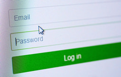 密码和电子邮件空白形式和箭头光标登录屏幕的网络网站