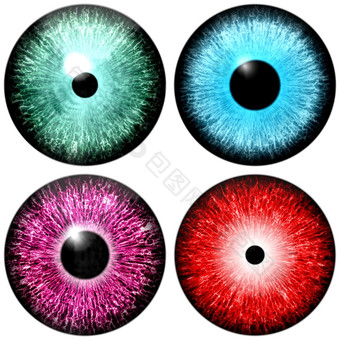 四个说明眼睛一个集红色的眼睛蓝色的眼睛紫色的眼睛绿色眼睛