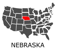 接壤地图美国与状态内布拉斯加州标志着与红色的颜色