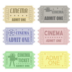 集电影票不同的颜色和风格向量插图
