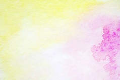 黄色的和紫罗兰色的艺术摘要水彩绘画变形设计白色纸背景