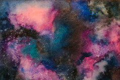 水彩绘画空间背景摘要星系水彩手绘画宇宙晚上与明星变形背景