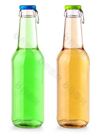 的水果苏打水瓶与彩色的<strong>成员</strong>孤立的白色背景柠檬苏打水瓶与彩色的<strong>成员</strong>孤立的白色背景