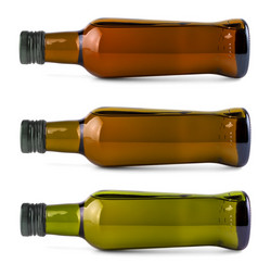 的集说谎的一边瓶与橄榄石油白色说谎的一边绿色瓶与橄榄石油白色