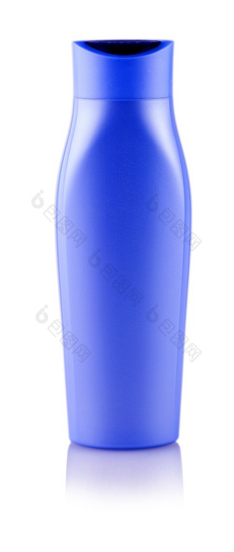 蓝色的洗发水瓶孤立的白色背景蓝色的洗发水瓶izolated白色背景