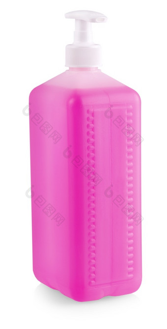 液体容器为过来这里乳液奶油洗发水浴从粉红色的化妆品塑料瓶的液体容器为过来这里乳液奶油洗发水浴从粉红色的化妆品塑料瓶