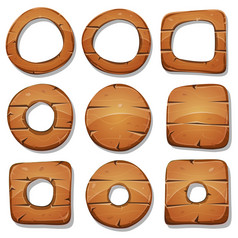 木环圈和形状为游戏插图集有趣的卡通设计木图标圈环广场框架和圆形的形状为有趣的游戏环境