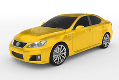 车孤立的白色黄色的油漆有色玻璃左前一边视图呈现车孤立的白色黄色的油漆有色玻璃左前