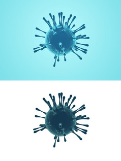 冠状病毒细胞插图白色和蓝色的孤立的
