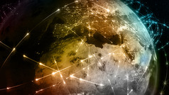 呈现摘要概念全球网络互联网和全球通信全球业务和运输通信的地球