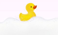 现实的黄色的橡胶鸭玩具可爱的小鸭子高质量插图为你的设计