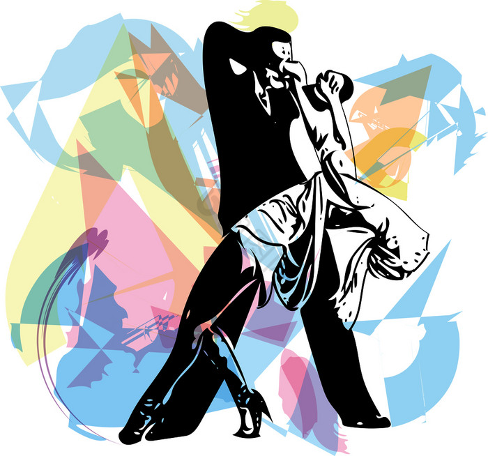 摘要画拉丁美洲人跳舞夫妇向量插图
