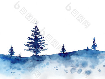 水彩冬天设计森林和蓝色的圣诞节雪背景<strong>手绘</strong>画插图为<strong>打</strong>印纹理壁纸元素美丽的水彩画木孤立的白色为卡片水彩冬天设计森林和蓝色的圣诞节雪背景<strong>手绘</strong>画插图为<strong>打</strong>印纹理壁纸元素美丽的水彩画木孤立的白色为卡片