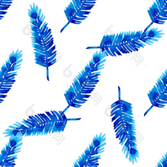 圣诞节水彩分支松树无缝的模式蓝色的颜色手画花分支机构冷杉树背景壁纸为点缀包装圣诞节礼物圣诞节水彩分支松树无缝的模式蓝色的颜色手画花分支机构冷杉树背景壁纸为点缀包装圣诞节礼物