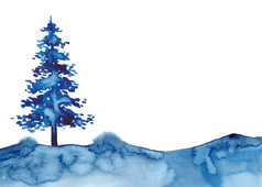 圣诞节水彩画蓝色的树设计背景水彩风格圣诞节松树和雪孤立的插图新一年刷绘画圣诞节冷杉插图纸画云杉圣诞节水彩画蓝色的树设计背景水彩风格圣诞节松树和雪孤立的插图新一年刷绘画圣诞节冷杉插图纸画云杉