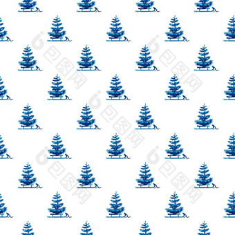 圣诞<strong>节水</strong>彩松树和雪橇无缝的模式蓝色的颜色手画冷杉树背景壁纸为点缀包装圣诞节礼物圣诞<strong>节水</strong>彩松树和雪橇无缝的模式蓝色的颜色手画冷杉树背景壁纸为点缀包装圣诞节礼物
